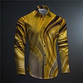 preiswerte Geometrische Muster-Herren 3D-Druck Geometrische Muster Knopfhemd Bedruckte Hemden Langarm Subkulturell Urlaub Party Strasse Frühling Sommer Umlegekragen Bedruckt Button-Down Gelb Rote Purpur Orange Grün