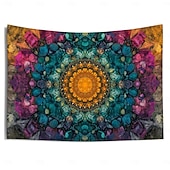 tanie Tkanina mandali-kolorowa mandala artystyczna wisząca gobelin sztuka ścienna duży gobelin mural wystrój fotografia tło koc zasłona strona główna sypialnia dekoracja salonu