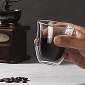 お買い得  コーヒーアプライアンス-150 ミリリットルクリア二重壁ガラスコーヒーマグ断熱層カップセットバーティーミルクジュース水エスプレッソショットグラス