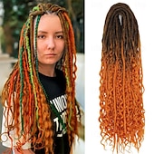olcso Hajfonatok-24 hüvelykes, 18 szálú szintetikus kétvégű raszta hosszabbítók 3 az 1-ben vegyes göndör végű hippi stílusú boho wavy de dreads fonat raszta hosszabbítókban