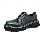 abordables Semi-formel-chaussures oxford à plateforme en similicuir verni pour hommes avec semelle crantée épaisse - chaussures formelles et décontractées élégantes pour le bureau, les événements et les fêtes