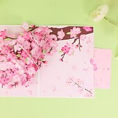 baratos Adesivos-cartão pop-up de flores de cerejeira, cartão pop-up de buquê de flores 3d com cartão de nota e envelope cartão pop-up de dia das mães