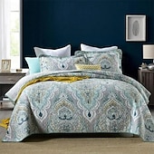 abordables Couvre-lits, couvertures et ensembles-Ensemble de courtepointe à motif patchwork 100 % coton, ensemble de couvre-lit king queen size pour toutes les saisons, ensemble de literie bohème surdimensionné et léger