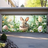 billige Garasjeportdeksler-vårspiser kanin utendørs garasjeportdeksel banner vakkert stort bakteppe dekorasjon for utendørs garasjeport hjem veggdekorasjoner arrangement fest parade