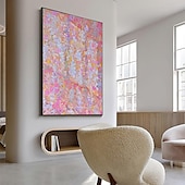 preiswerte Blumen-/Botanische Gemälde-handgemaltes abstraktes rosafarbenes Blumenölgemälde auf Leinwand, handgefertigtes Blumenölgemälde, Wandkunst, Gemälde, moderne Malerei, Frühlingskunstwerk, Wanddekoration für Wohnzimmer,