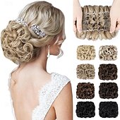 ieftine Meșe-coc dezordonat piesa de par chignon scrunchie piepteni usor elastic piepteni in chignon posturi pentru femei
