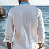 olcso Ocean Print-Férfi Tropikus Teknősbéka Ing Hawaii ing Aloha ing Hosszú ujj Ing Álló gallér Hawaii Üdülő Hétköznapi viselet Alkalmi Hétvége Medence Barna Lóhere S M L