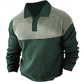 halpa Miesten printtipoolopaita-Miesten Vohveli poolopaita Golfpaita Kausaliteetti Pyhäpäivä Classic Pitkähihainen Muoti Perus Väripalikka Nopeasti kuivuva Kesä Kevät Normaali Armeijan vihreä Tumma laivastonsininen Harmaa Vohveli
