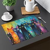 זול Placemats &amp; תחתיות וטריב-מחצלות שולחן 12x18 אינץ&#039; מחצלות שולחן לשולחן בדוגמת בעלי חיים לקישוט מטבח למסיבה