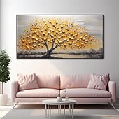 cheap Tree Oil Paintings-Hand painted  Cherry Tree Oil Painting on Canvas Large handmade Textured gold tree oil painting Wall Art Abstract Blooming Tree Painting for Bedroom hotel Wall Decor Nature Art Decor