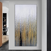 preiswerte Abstrakte Gemälde-handgemaltes Wandkunst-Ölgemälde auf Leinwand – vertikales Gemälde, Wandkunst, abstraktes Gemälde, Einweihungsgeschenk – goldene Striche, Kunstwerk, Originalgemälde für Wohnzimmerdekoration