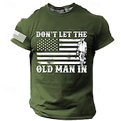 cheap Men&#039;s Funny T shirts-Music Festival Men&#039;s Graphic American Flag Old Man T Shirt Short Sleeve T shirt 3D Print Crew Neck Shirt Retro Vintage Casual Street Style Sports Outdoor Holiday Going out Black Green Dark Blue