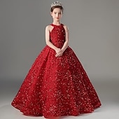 preiswerte Kleider für die Blumenmädchen-kinderkleidung Mädchen Blumenmädchen Kleid Party Kleid Feste Farbe Ärmellos Formal Leistung Hochzeit Gitter Prinzessin Süß Gitter Mitte der Wade Etuikleid Tüll-Kleid Blumenmädchenkleid Sommer