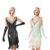 olcso Ruhák-Retró Ordító 20-as évek 1920-as évek Flapper ruha Ruhák Álarcosbál A nagy Gatsby Flitter Rojt Jelmez Női Farsang Álarcos mulatság Esküvő Esküvői vendég Buli / Este Felnőttek Ruha Hazatérő ruhák