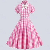 levne Šaty-Přehoz Klasik Retro A-Line šaty Flare šaty Pléd Kostkovaný Vzor gingham Dámské Dívčí Karneval Plesová maškaráda Dovolená Na den Čajový dýchánek Dospělé Šaty Šaty pro návrat domů Jaro léto