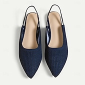 cheap Women&#039;s Flats-Women&#039;s Sandals Flats Plus Size Flyknit Shoes Outdoor Work Daily Striped Flat Heel Pointed Toe Classic Casual Comfort Walking Knit Loafer Elastic Band Almond Black Yellow