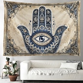 ieftine Tapiserii de vacanță-Epocă hamsa agățată de mână tapiserie eid ramadan artă de perete tapiserie mare decor mural fotografie fundal pătură perdea acasă dormitor living decor