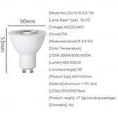 ieftine Spoturi LED-4 buc. bec led gu10 7w 8 leduri dimmerabile 3000k alb cald pentru bucatarie living dormitor