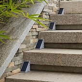 economico Luci paesaggistiche-2/6 pezzi luci solari per gradini, luci da esterno triangolari luci solari da ponte ip67 impermeabili luci decorative con accensione automatica per cortile con scale, vialetto, portico, porta d&#039;ingresso, marciapiede, bianco caldo