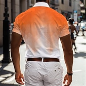 cheap Men's Dress Shirts-Men's Dress Shirt Printed Shirts Geometric Pattern Outdoor Street Blue Orange Gray Short Sleeve Turndown Summer Clothing Apparel Print