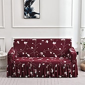 billiga Sofföverdrag-blommigt tryckt sofföverdrag stretch överdrag med kjol, mjukt slitstarkt sofföverdrag 1 st spandex tyg tvättbart möbelskydd passar fåtölj sits/lovesat/soffa/xl soffa/l form soffa