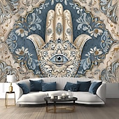 ieftine Tapiserii de vacanță-Epocă hamsa agățată de mână tapiserie eid ramadan artă de perete tapiserie mare decor mural fotografie fundal pătură perdea acasă dormitor living decor