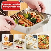 economico Stoccaggio cucina-piatti piani in acciaio inossidabile, piatto in metallo ispessito per cibo, vassoio da portata quadrato piccolo per antipasto, biscotto, bistecca, dessert, insalata dentale