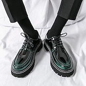abordables Semi-formel-chaussures oxford à plateforme en similicuir verni pour hommes avec semelle crantée épaisse - chaussures formelles et décontractées élégantes pour le bureau, les événements et les fêtes