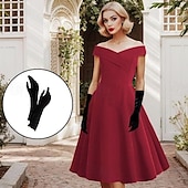 levne oblečení-koktejlové šaty vintage šaty šaty řadové šaty čajové šaty světlice dámský kostým mimo rameno vintage cosplay návrat domů svatba bez rukávů řadové šaty