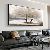preiswerte Landschaftsgemälde-Handgefertigte Leinwand-Wandkunst, Wohnzimmer, dekoratives Gemälde, modernes, einfaches Sofa, Hintergrund, Wandleuchte, luxuriöses Ölgemälde, Glücksbaum für Heimdekoration, gerolltes, rahmenloses,