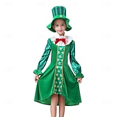cheap Kids' Clothing-St. Patrick 2026 Shamrock Irish Carnival Cosplay Costume Outfits Cosplay Kid's Boys' Girls' Carnival Masquerade Saint Patrick's Day Party Masquerade Easy Carnival Costume Dress Up