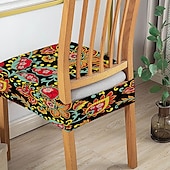 baratos Capa para Cadeira de Jantar-Capas elásticas para assento de cadeira de jantar 1 peça, capas de assento laváveis macias e removíveis com estampa floral para cadeiras de jantar, protetor de capa de assento para sala de jantar