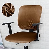 abordables Housse de fauteuil de bureau-Housse de chaise de bureau en velours, housse de chaise de bureau d&#039;ordinateur, élasthanne extensible, anti-poussière, universelle, rotative, pivotante, housse de protection, ensemble de 2 pièces,
