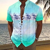 Men's Palm Tree Tropical Plants Summer Hawaiian Shirt Aloha Shirt Printed Shirts Short Sleeves Shirt Standing Collar Hawaiian Resort Vacation Holiday Daily Wear Yellow Blue Orange S M L 12