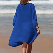 abordables Robes de plage-Robe de plage pour femmes avec découpe vêtements de vacances sans manches couleur noire blanche bleue