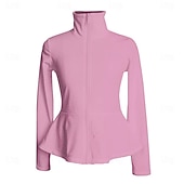 cheap Figure Skating Jackets &amp; Vests-Figure Skating Fleece Jacket Women&#039;s Girls&#039; Ice Skating Jacket Top Navy Black White Stretchy Training Competition Skating Wear Thermal Warm Long Sleeve Ice Skating Figure Skating