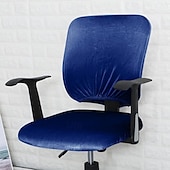 abordables Housse de fauteuil de bureau-Housse de chaise de bureau en velours, housse de chaise de bureau d&#039;ordinateur, élasthanne extensible, anti-poussière, universelle, rotative, pivotante, housse de protection, ensemble de 2 pièces,