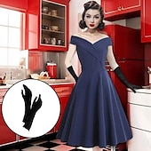 levne oblečení-koktejlové šaty vintage šaty šaty řadové šaty čajové šaty světlice dámský kostým mimo rameno vintage cosplay návrat domů svatba bez rukávů řadové šaty