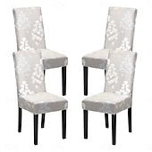 abordables Funda para silla de comedor-Juego de 4 fundas para silla de comedor de spandex elástico, funda protectora para silla elástica con estampado floral, funda para asiento con banda elástica para comedor, boda, ceremonia, banquete,