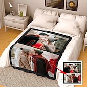 billiga Personliga Textilier-Anpassad filt Personliga gåvor 2Fotografier Personifierade par gåvor Anpassad bildfilt Jag älskar dig gåvor Födelsedagsgåva till fru man flickvän pojkvän husdjur