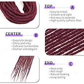 abordables Crocheter les cheveux-extensions dreadlocks dreads synthétiques 24 pouces 15 brins extensions de dreadlocks à double extrémité extrémités droites dreads de style hipple 0,6 cm de largeur extensions dread pour femmes
