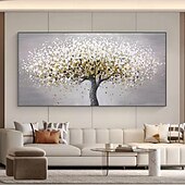 preiswerte Landschaftsgemälde-Handgefertigte Leinwand-Wandkunst, Wohnzimmer, dekoratives Gemälde, modernes, einfaches Sofa, Hintergrund, Wandleuchte, luxuriöses Ölgemälde, Glücksbaum für Heimdekoration, gerolltes, rahmenloses,