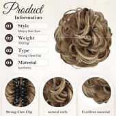 abordables Chignons-extensions de chignon de cheveux en désordre pour les femmes pince à griffe queue de cheval postiches extensions synthétiques ondulés bouclés chignon en désordre pièce de cheveux chignon postiches