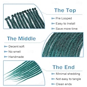 billige Hårfletter-dreadlock extensions 1b/grønn dreads extensions hekle loc extensions syntetiske dreadlock extensions clip in dreadlocks hair extensions single ended dreadlock heklet hår dread