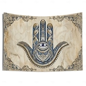 ieftine Tapiserii de vacanță-Epocă hamsa agățată de mână tapiserie eid ramadan artă de perete tapiserie mare decor mural fotografie fundal pătură perdea acasă dormitor living decor