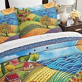 cheap Duvet Cover Sets-Landscape Pattern Duvet Cover Set Set Soft 3-Piece Luxury Cotton Bedding Set Home Decor Gift Twin Full King Queen Size Duvet Cover