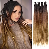 abordables Crocheter les cheveux-extensions dreadlock 24 pouces synthétique hippie simple extrémité dreads 15 brins ombre brun 0,6 cm largeur extensions loc style reggae crochet cheveux pour femmes