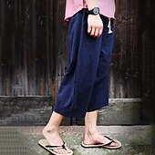 ieftine Retro-Bărbați Pantaloni de in Pantaloni de vară Pantaloni de plajă Cordon Buzunar Talie elastică Simplu Confort Respirabil Lungime gambă Zilnic Plajă Vacanță Hawaiană Boho Gri Închis