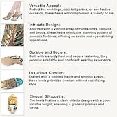 abordables Talons Aiguilles-Femme Chaussures à Talons Sandales Chaussures habillées Chaussures scintillantes Mariage Soirée Plume de paon Strass Talon Cône Talon Aiguille Bout ouvert Elégant Bohême Rétro Vintage Cuir microbien
