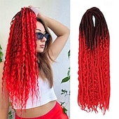 olcso Hajfonatok-24 hüvelykes, 18 szálú szintetikus kétvégű raszta hosszabbítók 3 az 1-ben vegyes göndör végű hippi stílusú boho wavy de dreads fonat raszta hosszabbítókban